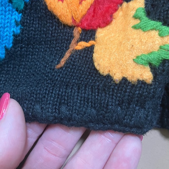 Michael Simon Vintage Fall Leaves Beaded Knit Cardigan Sweater Black XL Season - Picture 6 of 12